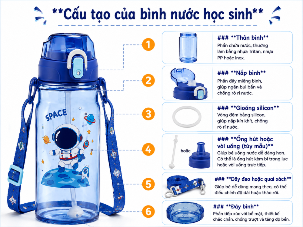 cấu tạo bình nước học sinh