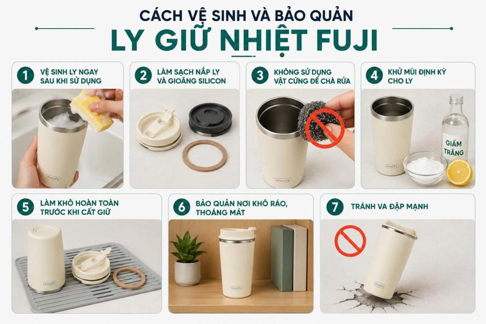 cách vệ sinh ly giữ nhiệt fuji