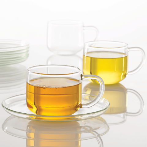 Bộ 6 tách trà kèm đĩa thuỷ tinh Nikko 150 ml