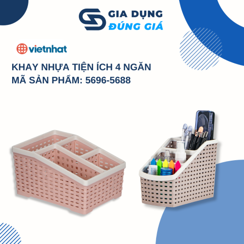Khay Tiện Ích 4 Ngăn HOKORI Nhựa PP Đựng Bút Mỹ Phẩm Đồ Dùng Văn Phòng Hình Lục Giác Thiết Kế Hiện Đại Tối Ưu Không Gian