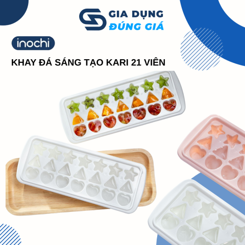 Khay Đá INOCHI Nhựa Dẻo Nguyên Sinh Kháng Khuẩn Ag+ Dùng Làm Đá Rau Câu 4 5 10 12 21 84 Viên, Có Nắp Đậy Khử Mùi Dễ Lấy