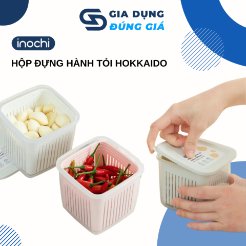 Hộp Đựng Hành Tỏi Ớt INOCHI Nhựa PP Nắp Vặn Kín Có Rổ Lưới Dùng Bảo Quản Gia Vị Kích Thước Nhỏ Gọn Ngăn Mùi Chống Ẩm Mốc