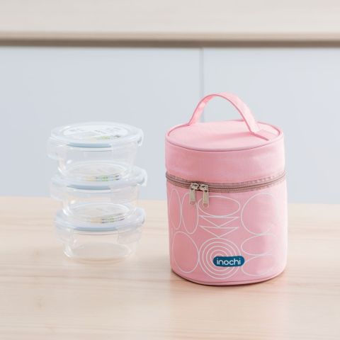 Bộ hộp thuỷ tinh tròn Nikko kèm túi giữ nhiệt Yoshino