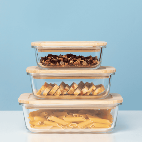 Hộp thủy tinh chữ nhật nắp tre Nikko