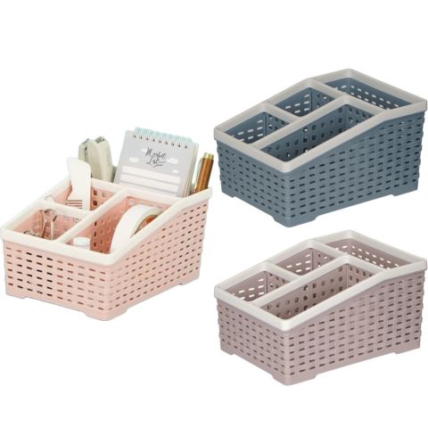 Khay Tiện Ích 4 Ngăn HOKORI Nhựa PP Đựng Bút Mỹ Phẩm Đồ Dùng Văn Phòng Hình Lục Giác Thiết Kế Hiện Đại Tối Ưu Không Gian