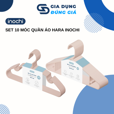 Móc Áo INOCHI Nhựa PP Nguyên Sinh Bền Bỉ, Treo Phơi Quần Áo Set 5-10 Cái Xoay 360 Độ Linh Hoạt, Thiết Kế Chống Trượt