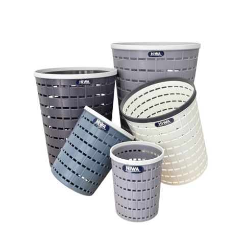 Sọt Viền Tròn HIWA Nhựa PP Cao Cấp Đựng Rác Văn Phòng Quần Áo, Lưu Trữ Đa Năng 5 Kích Thước Có Quai Xách Bền Bỉ Cứng Cáp
