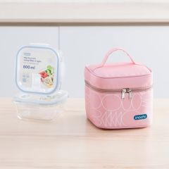 Bộ hộp thuỷ tinh vuông Nikko kèm túi giữ nhiệt Yoshino